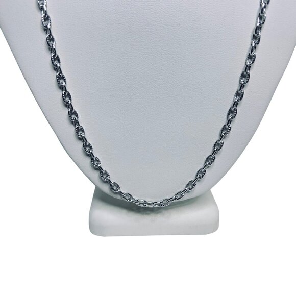 Light Weight Textured Silver Tone Cable Chain Necklace (5815) - Picture 3 of 5